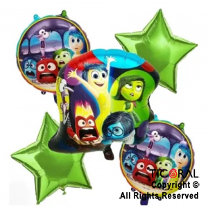 SET DE GLOBOS METALIZADO INTENSAMENTE PERSONAJES 5 UNIDADES X 1